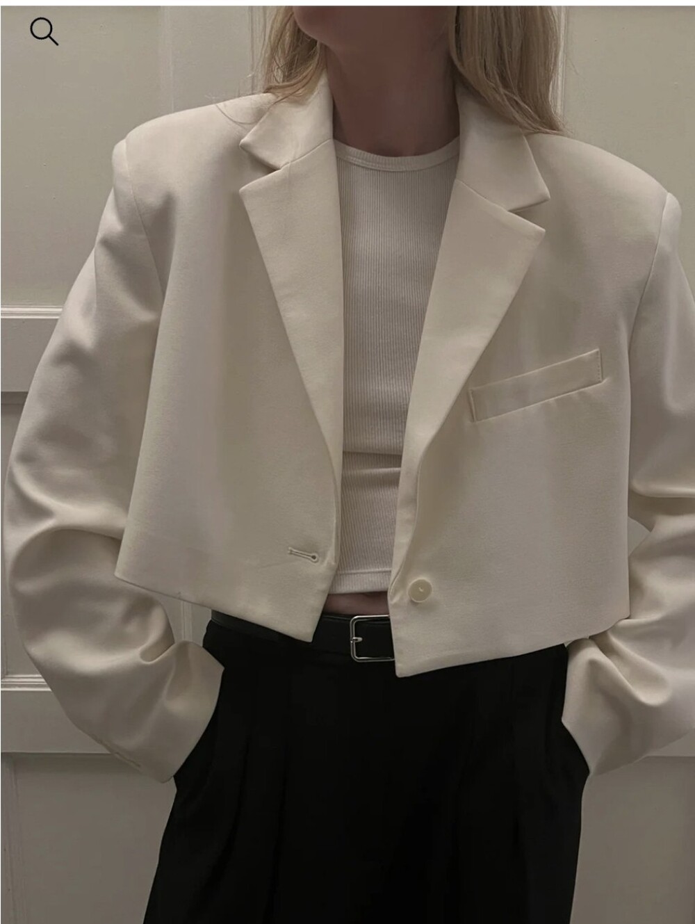 OAK + FORT Cropped Cream Blazer Jacket - Picture 2 of 7